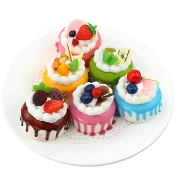 

6pcs Simulation squishy Colorful PU fake cream cake bread model Pretend Kitchen Toys creative wedding home decoration
