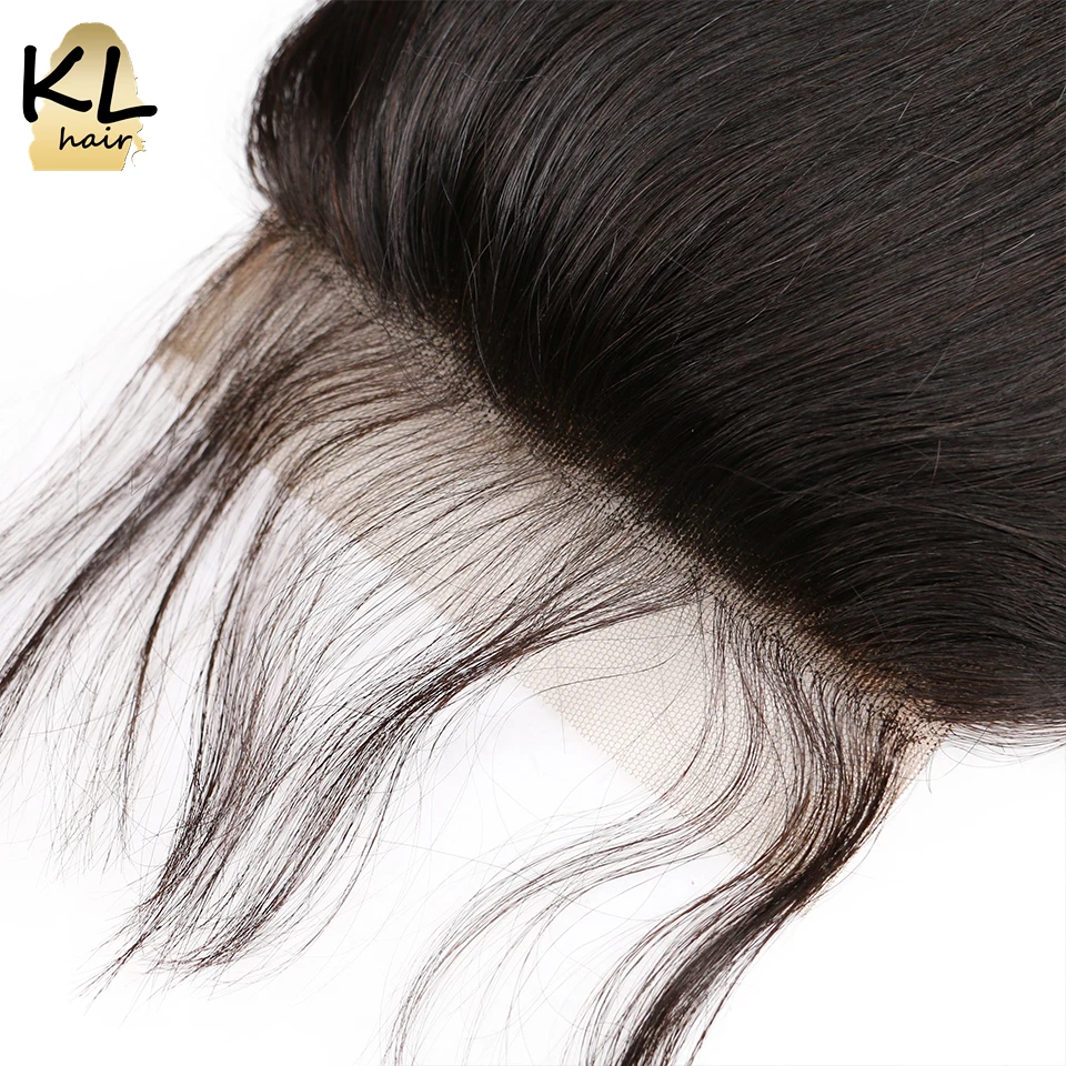 KL Hair, 5x5, прямые волосы на шнуровке, свободная часть, человеческие волосы, натуральный цвет, бразильские волосы remy, закрытие с детскими волосами, отбеленные узлы