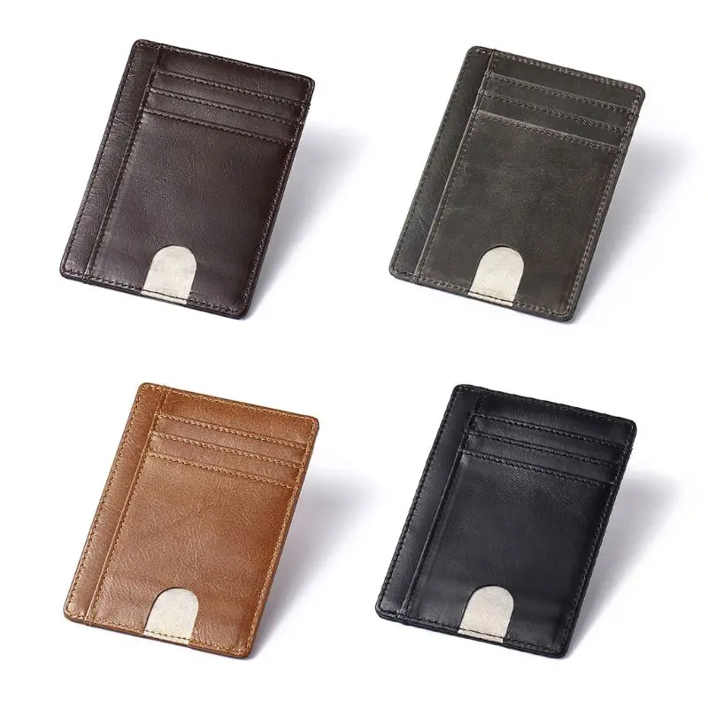 

Men RFID Blocking Genuine Leather Slim Wallet Money Clip Credit Coin Pocket