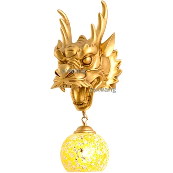

Nordic style resin Loong head statue wall lamp Lamps luminaire wall light fixtures bathroom light bedroom lamp wall sconces