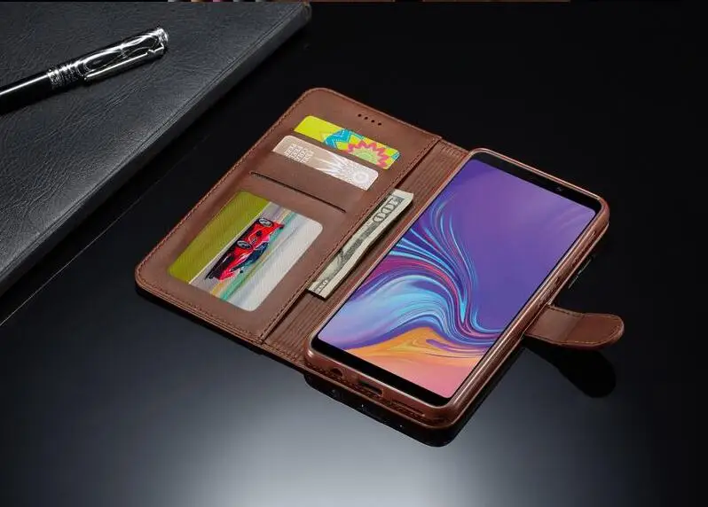 Чехол из искусственной кожи для Samsung Galaxy J6 2018 деловой бумажник с откидной крышкой