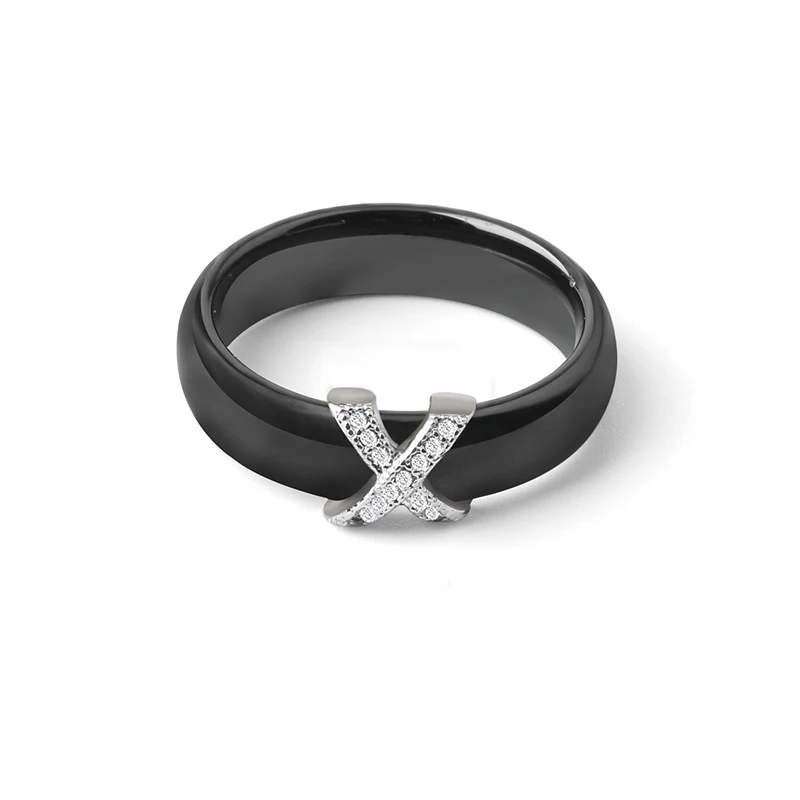 Женское керамическое кольцо с кристаллами 6 мм|crystal ring|wedding ringsring steel |