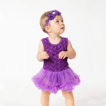 

YK&Loving Floral Dress Purple Red purple Black Baby Girl Christening Gowns Sleeveless Tutu romper Dress 2Pcs 0-24M Toddler Baby