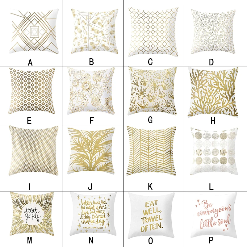 45x45cm Nice Fashion Blend Gold Letter Pattern Home Throw Peach Skin Pillow Case 2018