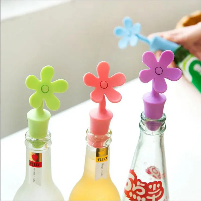 Creative Flower Design Bottle Stopper Colorful Silicone Wine Stopper Vacuum Sealed Champagne Drinks Bottle Caps Wine Pourer Stop