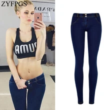 ZYFPGS Весна эластичность Для женщин джинсы ретро Повседневное Для женщин джинсы Slim fit Модные пикантные однотонные Высокое качество молнии 2xl Z1218
