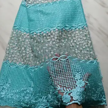 

2019 Latest French Nigerian Laces Fabrics High Quality Green Tulle African Laces Fabric Wedding African French 3D Lace fabric