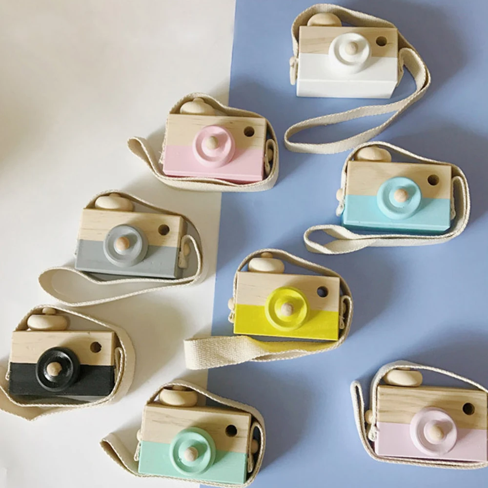 Toy Cameras Mini Cute Wooden Camera Baby Kids Hanging Photography Prop Decoration Children Educational Birthday Christmas Gifts