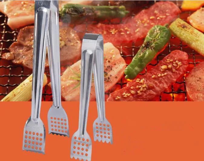 1PC BBQ Tongs Stainless Steel Handle Kitchen Tongs Lock Design Barbecue