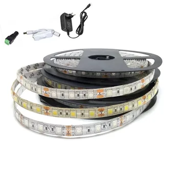 

1M 2M 5M LED strip 5050 60LED/M DC12V Flexible LED Light Strip RGB Warm Cool White red blue green + Power Adapter Strip Full Set