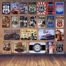 Металлический постер в стиле ретро автозаправочная станция дорога 66 США знаки олова винтажное украшения для дома Бар Паб Настенный декор металлический автомобиль Стикеры 20X30 см