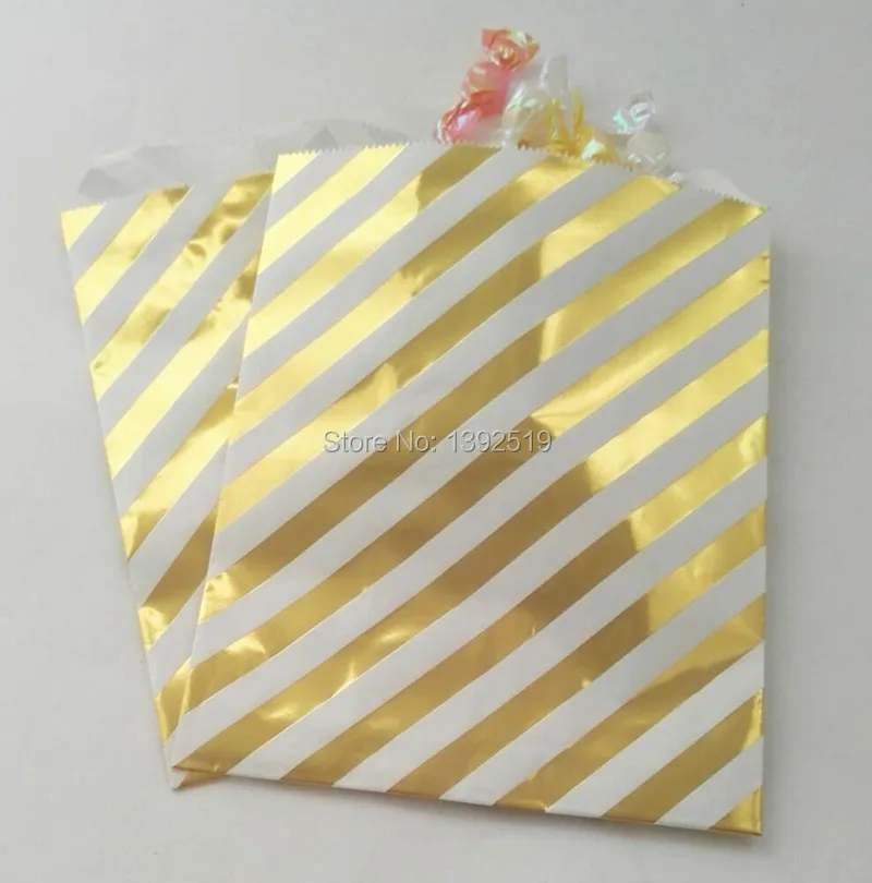 Free Shipping 1000pcs Metallic Gold Striped Candy Bags Party Favor Free Shipping 1000pcs Metallic Gold Striped Candy Bags Party Favor Gift Packaging Paper For Kids Birthday In Wring Supplies From