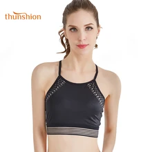 Топ THUNSHION, бюстгальтер для фитнеса, йоги, без подкладки, сексуальное нижнее белье, спортивный бюстгальтер, полый резервуар, удобный бюстгальтер, повседневная одежда, бесшовный бюстгальтер черного цвета