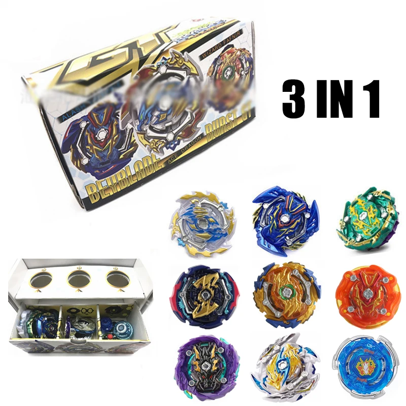 

Mksafn Blades Burst Gyro Set 3 in 1 Bables GT Metal God Spinning Top Toys with Storage Box Assembly DIY Tool Box Halloween Xmas