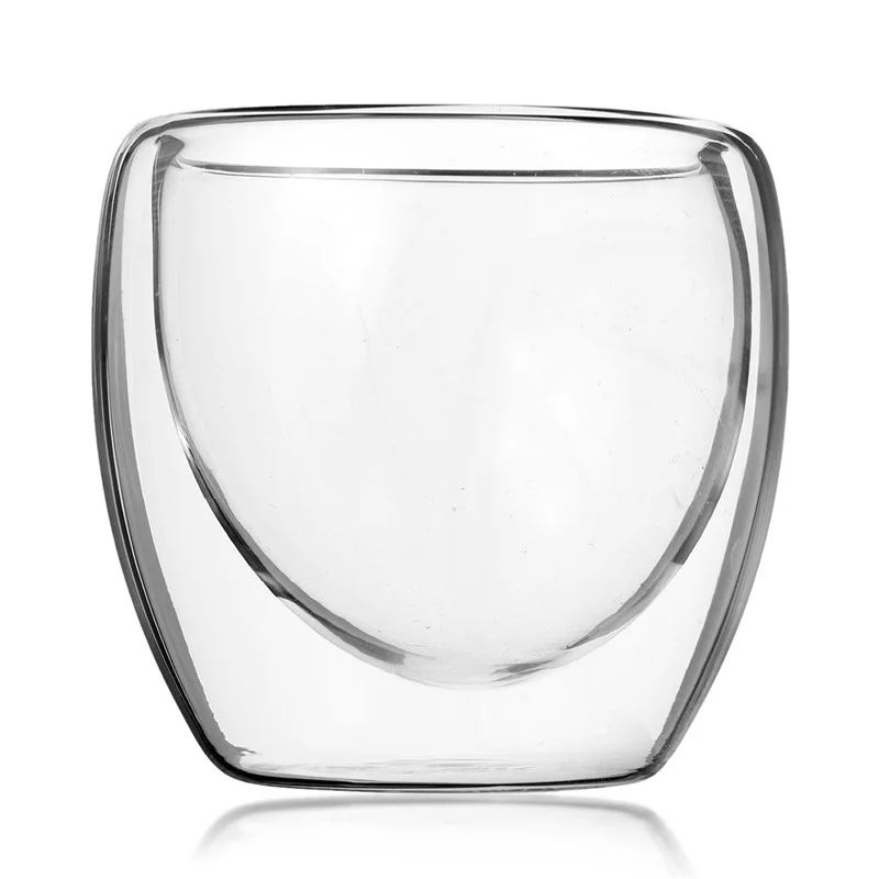 Arshen Durable Modern Heat-Resisting 80ml Clear Double Wall Double Glassware Coffee Tea Cups Glassware Milk Beer Wine Cups