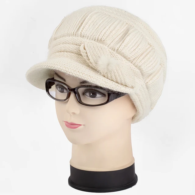 Elderly female mother warm winter hat cap ear middle aged lady old lady