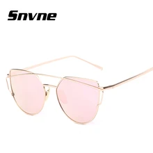 Snvne Cat Eye Aviator Sunglasses Women Vintage Fashion Metal Frame Mirror Sun Glasses Flat sun glasses Ladies Sunglasses UV400