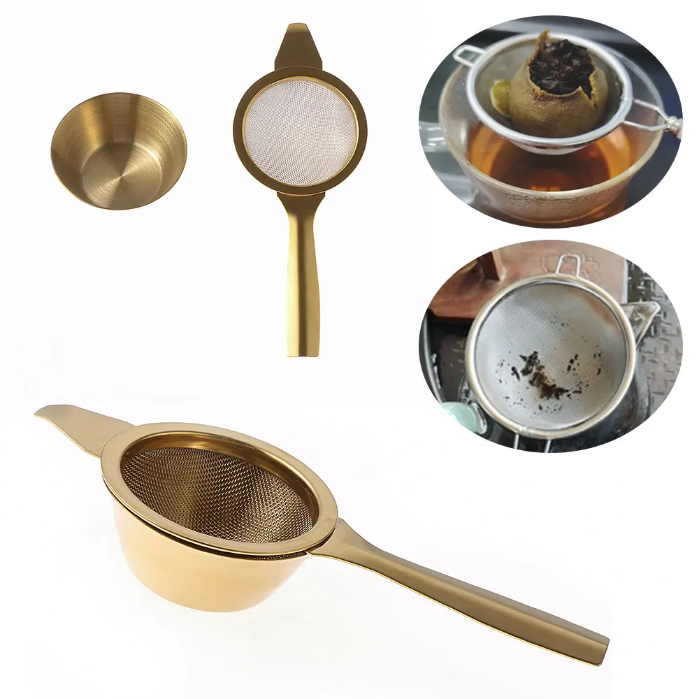 

1set Stainless Steel Mesh Colander Fine Tea Strainer Filters Kongfu Reusable Teapot Infuser With Handle Cookware