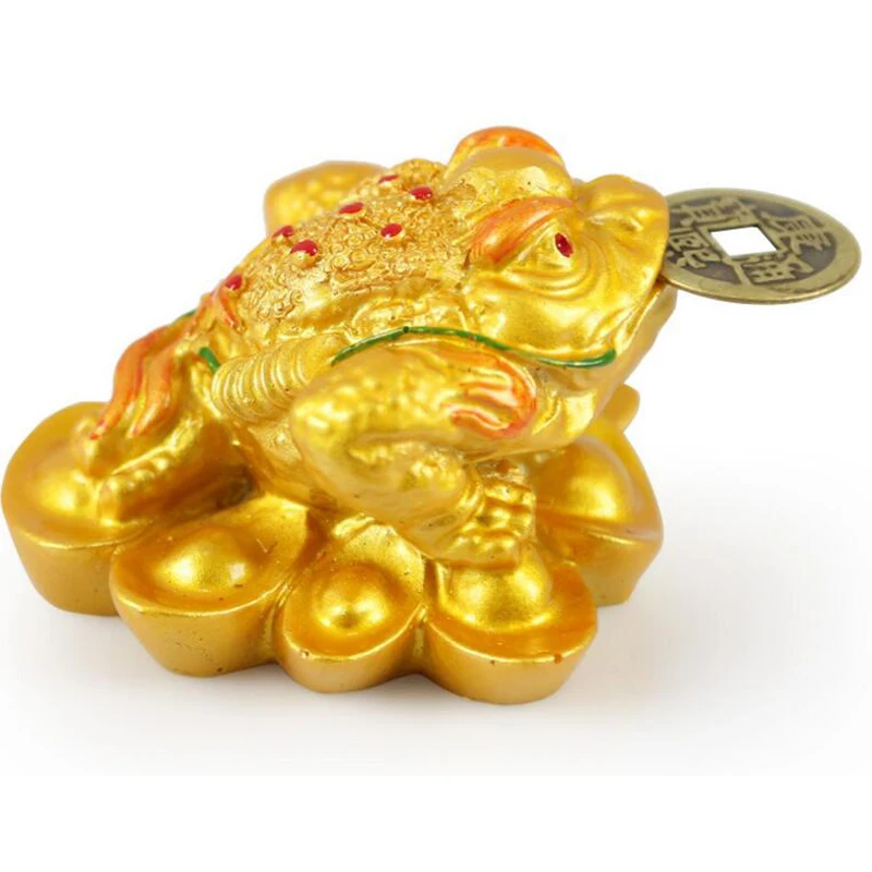 Feng Shui Money LUCKY Fortune Wealth Chinese for Frog Toad Coin Home Office Decoration Tabletop Ornaments