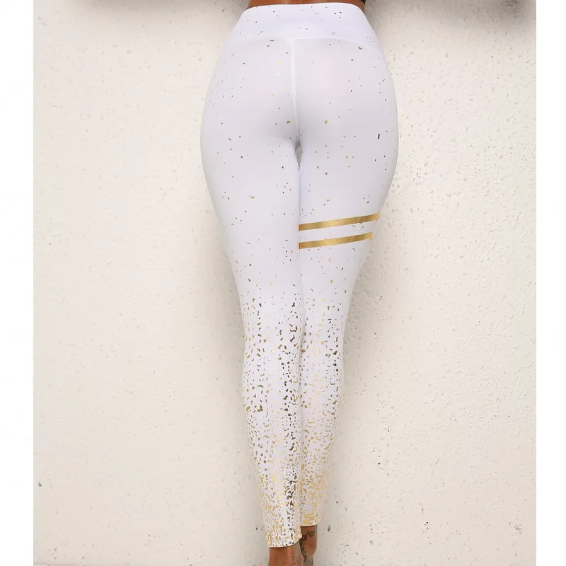 Новые популярные женские леггинсы с золотым принтом без прозрачных легинсы для фитнеса, женские штаны