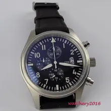 42mm parnis black dial vintage style luminous quartz movement chronograph men’s watch
