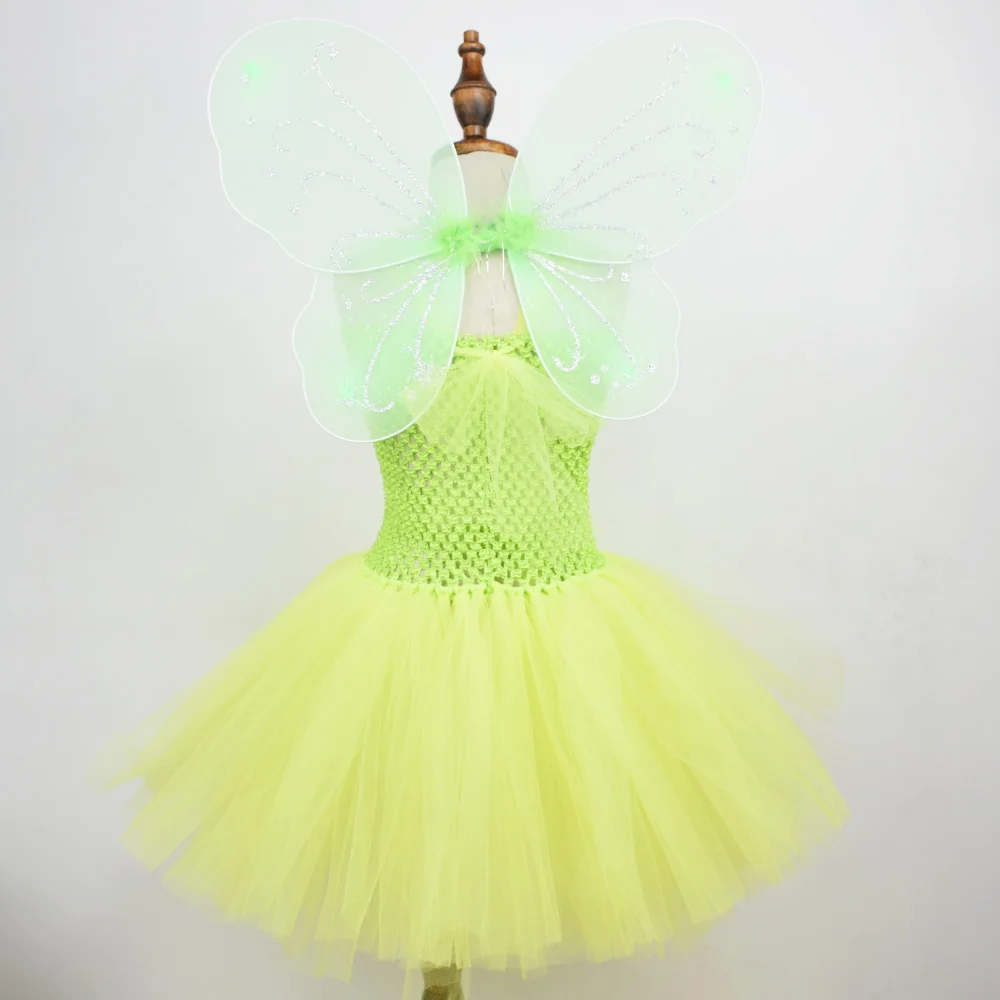Princess Girl Costume Cosplay Tinkerbell Magic Fairy Tutu Dress Up W// Wing Gifts