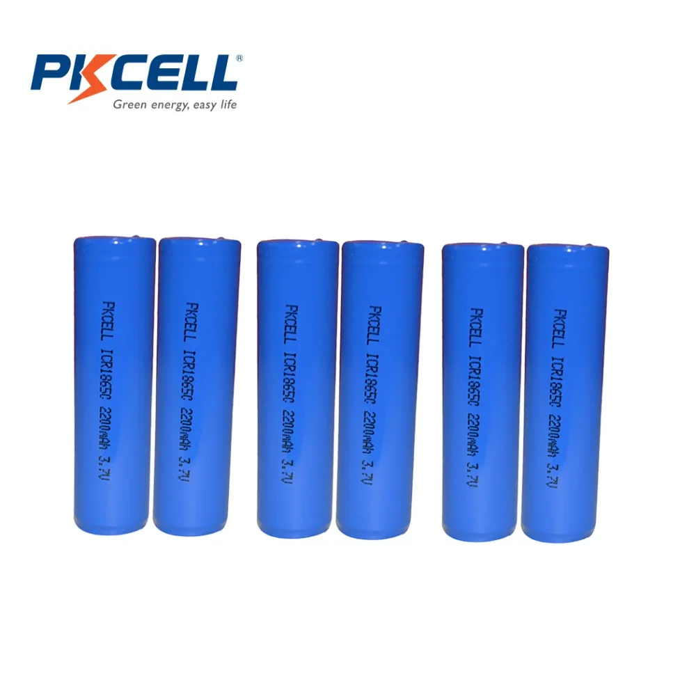 6 шт. PKCELL Bateria 18650 Батарея 3,7 в 2200 мАч ICR 18650 литий-ионная литиевая батарея