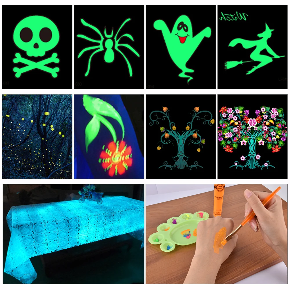 US 127 18 OFF 6Pcs 6 Colors UV Blacklight Reactive Face Body Glow Paint Art Party Club Halloween Dress Makeup Luminous Glowing Painting In Body