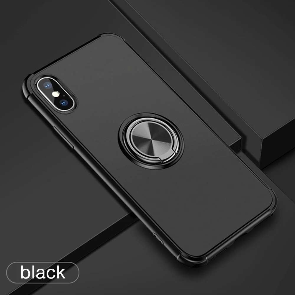 OTAO 360 Finger Ring Holder Phone Case For iPhone XS MAX XR X 8 7 6 6s Plus Airbag Shockproof Case Magnetic Car Stand Back Cover