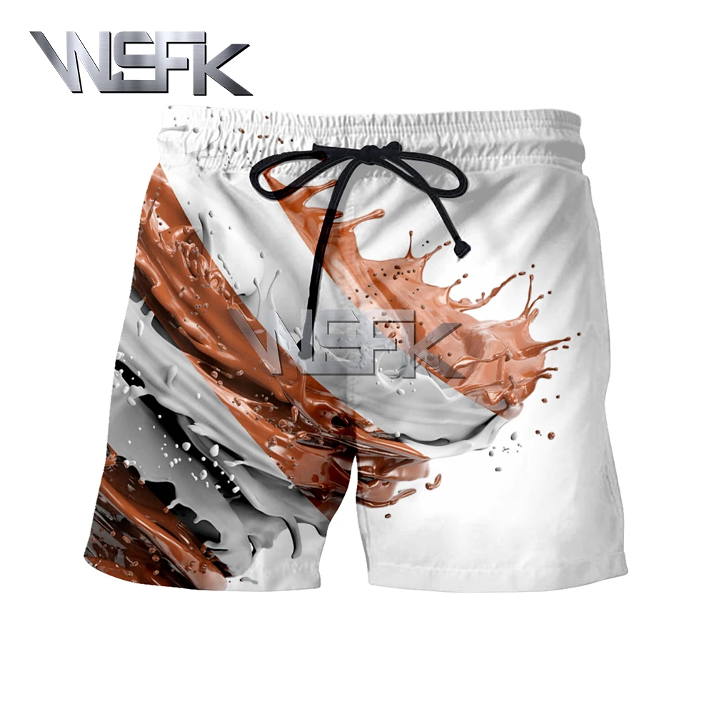 

Fashion pop chocolate men and women loose shorts 3D printing casual running fitness shorts