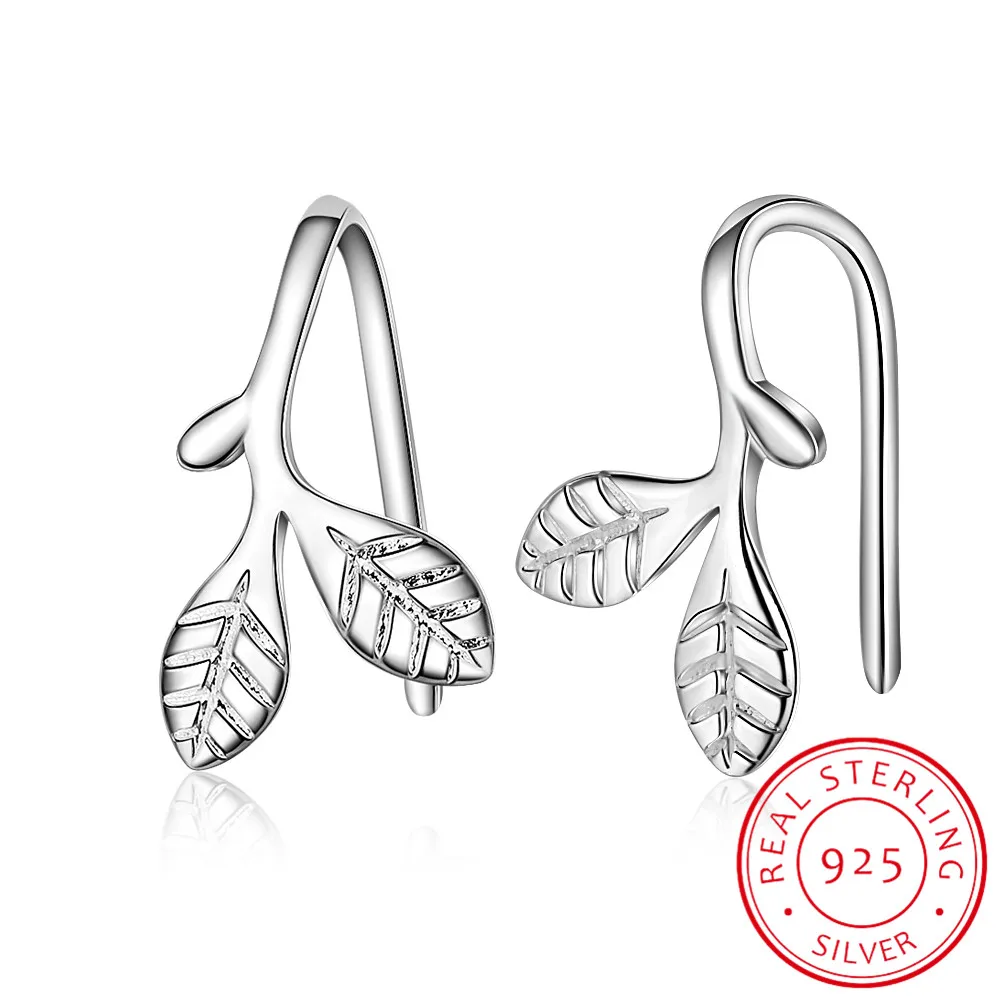 

925 Sterling Silver Earrings For Women Girl Bud Leaf Stud Earrings oorbellen pendientes Fine Jewelry S-E564
