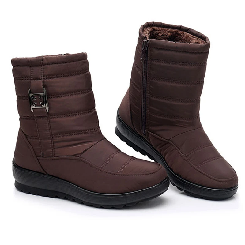Qualité rouge Nouveau Bottes Marque Neige De Noir marron Style Bota D'hiver Haute Mode 2018 Feminina Femmes Chaussures 0PwnOk8