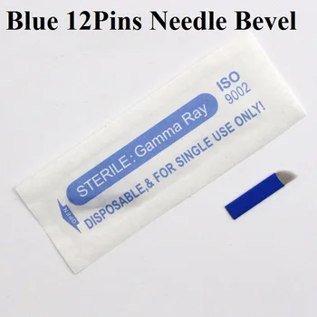 

300pcs Permanent Makeup Manual Eyebrow Blue 12 Pins Tattoo Needles Blade 3D Embroidery Microblading Tattoo