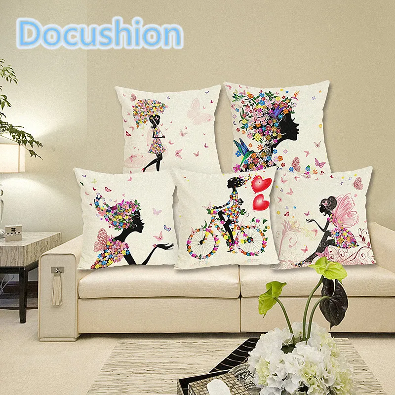 

New Butterfly girl Style Cushion Cover Home Decor Cushion Case Almofadas Throw Pillowcase Fashion Cushions Fundas Cojines