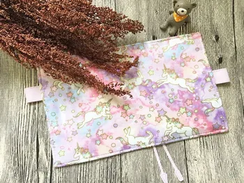 

canvas hobo cover handmade A5 A6 notebook stationery diary Unicorn pink