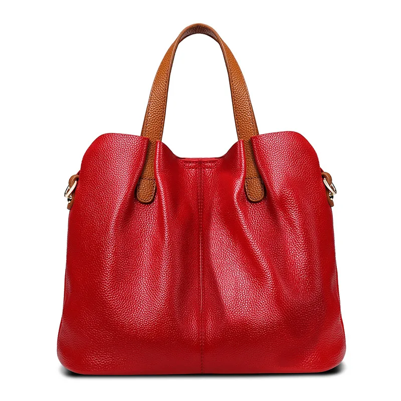 Из натуральной кожи женские сумки на плечо для молодежи женские сумки для перевозки Новая мода большая емкость сумки композитные Горячие - Цвет: Красный