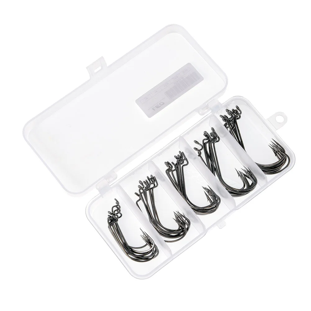 

50pcs Fishing Wide Crank Worm Hooks Fishhook Soft Bait Jig Set High Carbon Steel ASD88