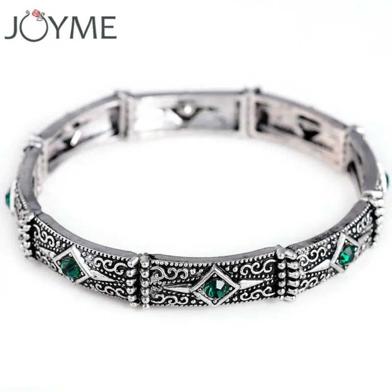 

Joyme Aliespress New Women Vintage Charm Stretch Bracelets & Bangles Adjustable Strand Retro Marcasite Bracelet Bijoux Femme