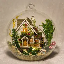G015 DIY doll house miniatura mini glass ball model building Kits wooden Miniature Dollhouse Toy Gift