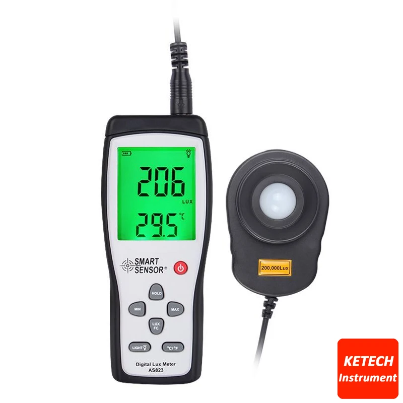 

Digital Lux Meter Light Meter Illuminance Flow Meter Light Measurement 1~100.000lux AS823