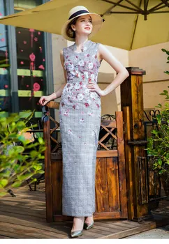 

2018 Elegant Summer Runway Party Dress Plaid Straight Dress Evening Wedding Long Pencil Designer Long Dress 6797