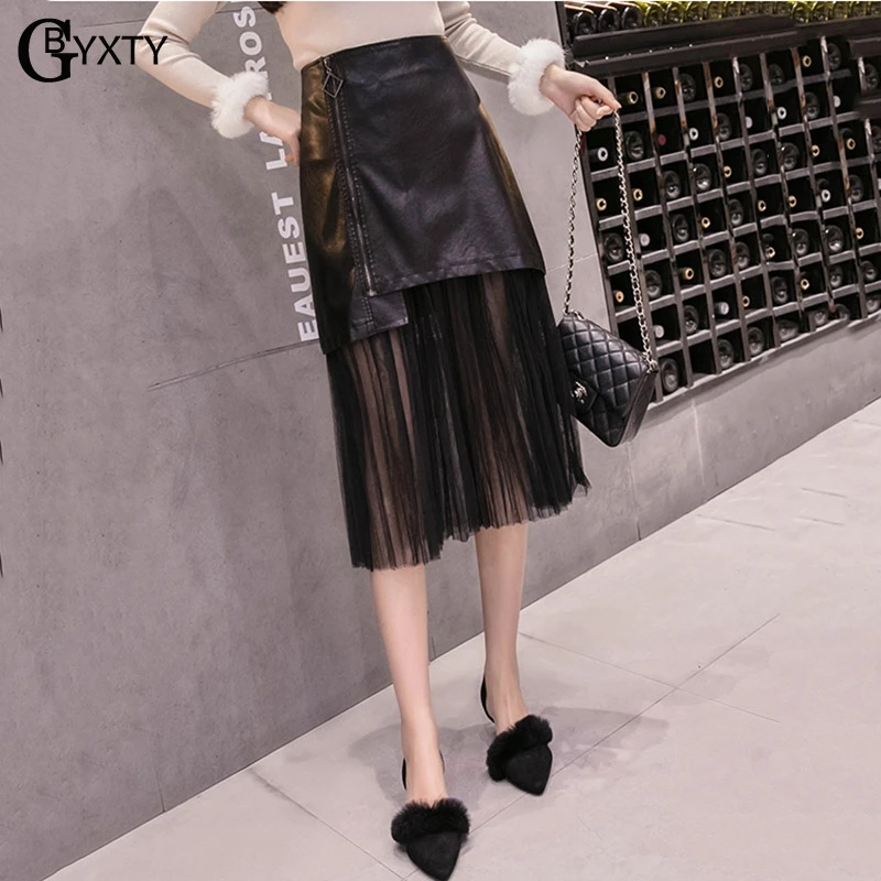 Женская юбка с высокой талией GBYXTY jupe cuir femme из искусственной лакированной кожи