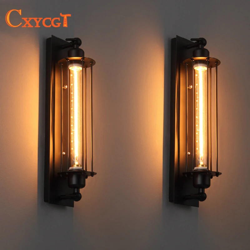 

Vintage Industrial Wall Lamp Light Iron Wall Sconces Lighting for Bedroom Kitchen Corridor Flute Retro Style Bedside Lamp