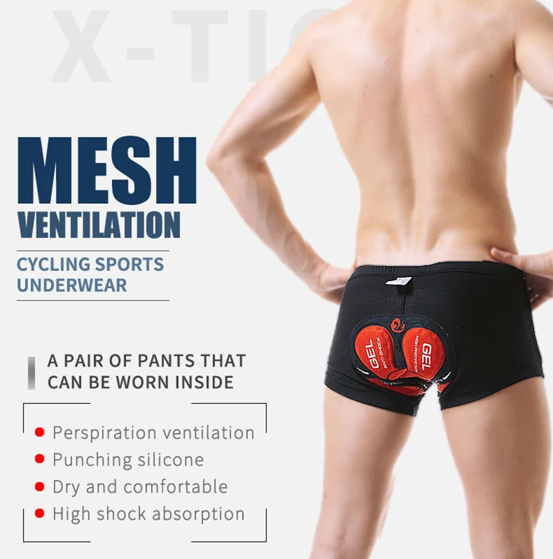 X-Tiger Upgrade Cycling Shorts Mesh Men's Cycling Underwear 5D Gel Pad Shockproof Cycling Underpant MTB Shorts Bike Underwear