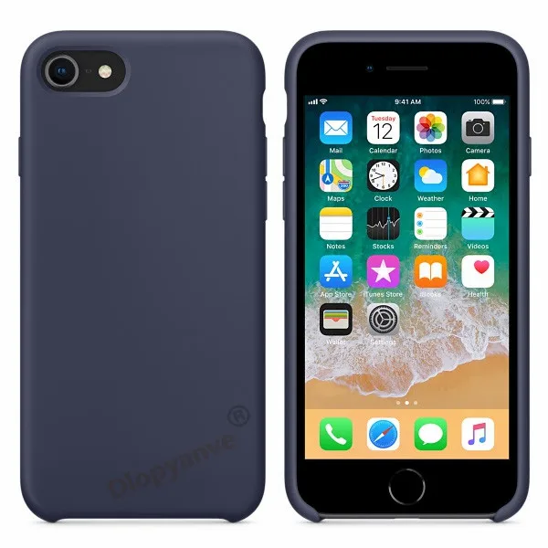 Есть официальный силиконовый чехол с логотипом для Apple Iphone 7 8 6 6S Plus 5 5S SE чехол для Iphone X XS MAX XR чехол для телефона - Цвет: midnight blue