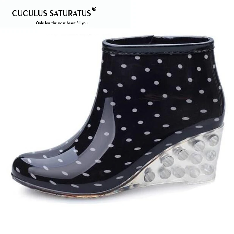 wedge welly rain boots