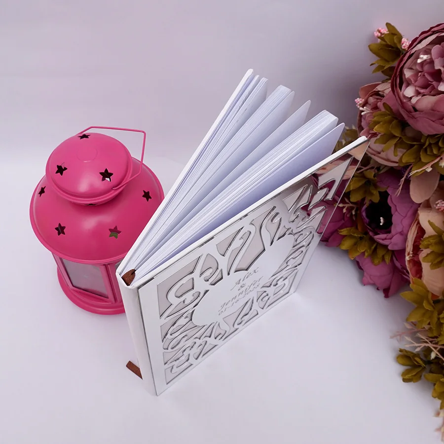Пользовательская Свадебная книга для подписей посетителей вечерние Декор персонализированные акриловое зеркало передняя обложка книги Свадебные сувениры для жениха подарок