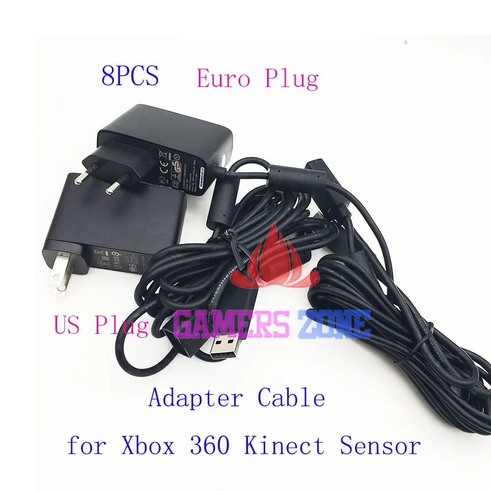 8PCS Original EU US Plug USB AC Power Supply Adapter Cable for Xbox 360