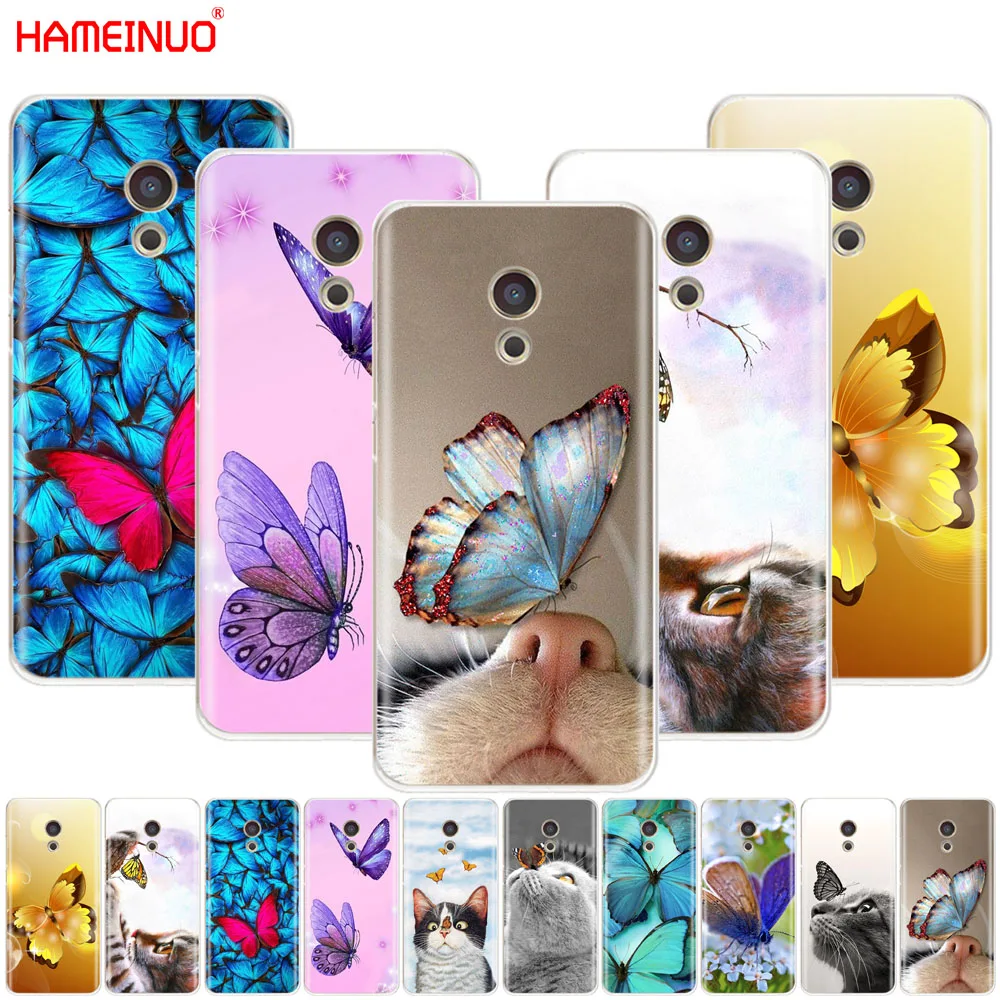 

HAMEINUO Butterfly Stand On The Cat Nose Cover phone Case for Meizu M6 M5 M5S M2 M3 M3S MX4 MX5 MX6 PRO 6 5 U10 U20 note plus