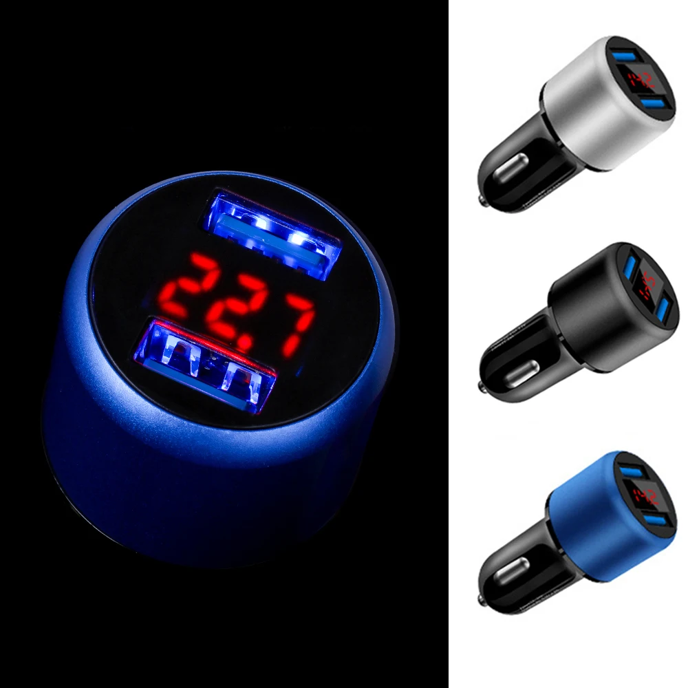 

Universal USB Car Charger 3.1A Dual USB Port Adapter Charger LED Display Voltmeter Current for Tablet Mobile Phone